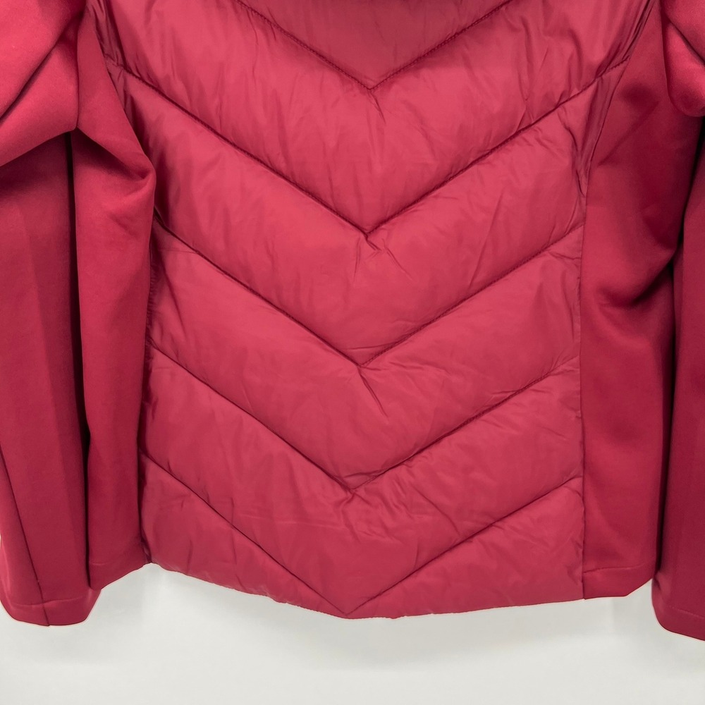 DKNY Womens Burgundy Hybrid Quilted Puffer Hooded Jacket Large Outerwear - Picture 7 of 12